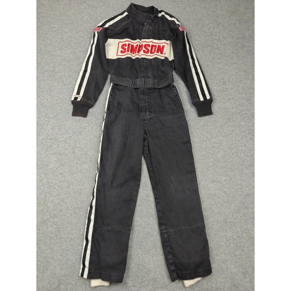 Simpson Racing Suit Mens Medium Black Cotton SFI 3-2A/1 Fire Jumpsuit Coveralls
